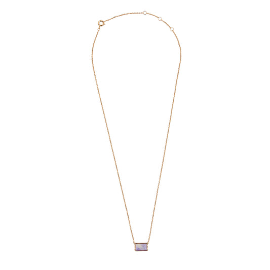 Amour Goldplated Ketting Rechthoek Marmer Lila