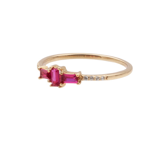 Chérie Goldplated Ring Kruis Roze Transparant