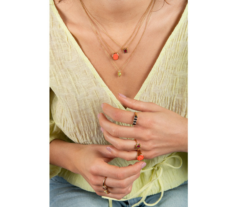 Amour Goldplated Ketting Zegel Oval Oranje