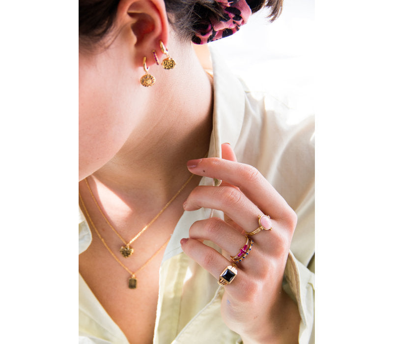 Chérie Goldplated Ring Kruis Roze Transparant