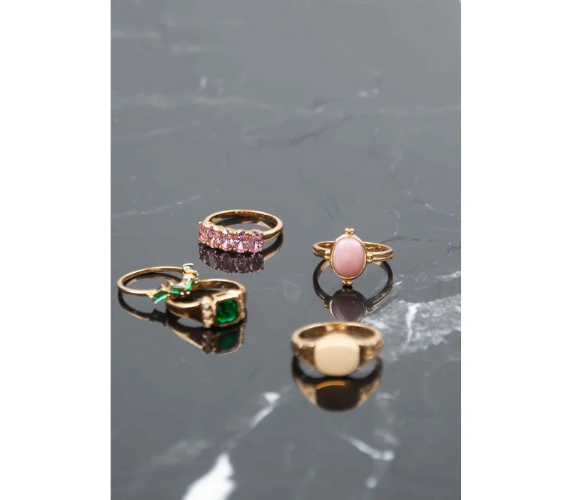 Chérie Goldplated Ring Ovalen Licht Roze