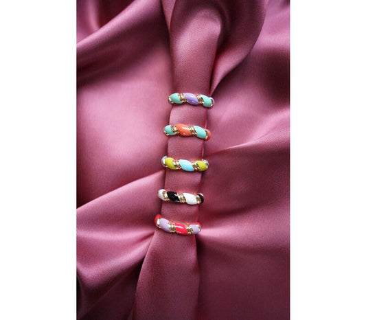 Sunlight Goldplated Ring Enamel Twee Kleuren Swirl Groot