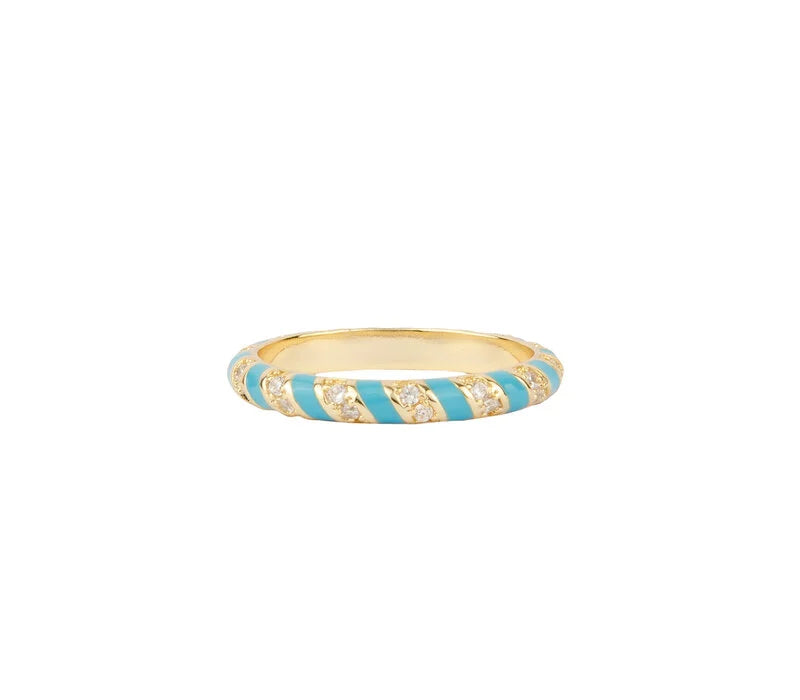 Sunlight Goldplated Ring Enamel Sparkling Swirl Klein