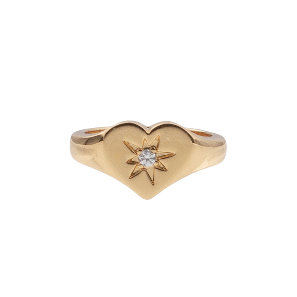 Chérie Goldplated Ring Zegel Hart Transparant