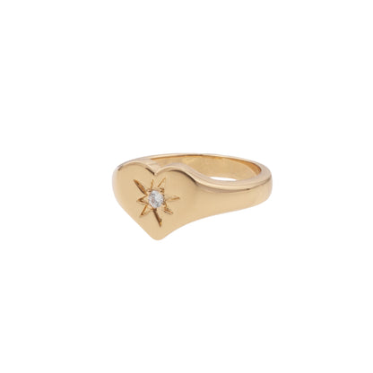 Chérie Goldplated Ring Zegel Hart Transparant