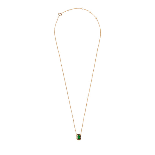 Amour Goldplated Ketting Rechthoek Groen Zwart