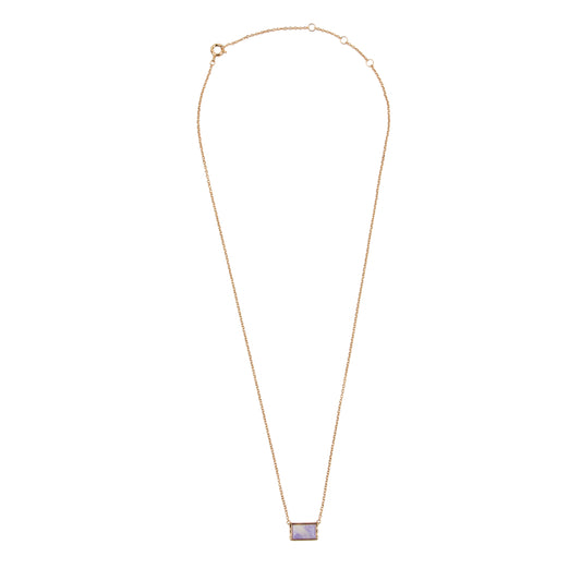 Amour Goldplated Ketting Rechthoek Marmer Lila