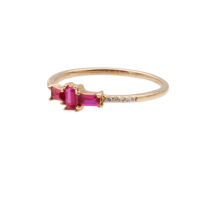 Chérie Goldplated Ring Kruis Roze Transparant