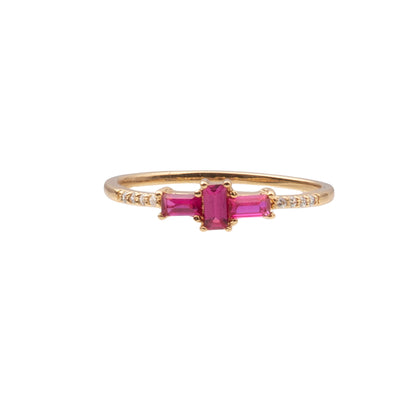 Chérie Goldplated Ring Kruis Roze Transparant