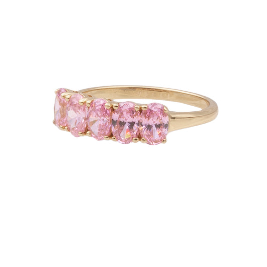 Chérie Goldplated Ring Ovalen Licht Roze