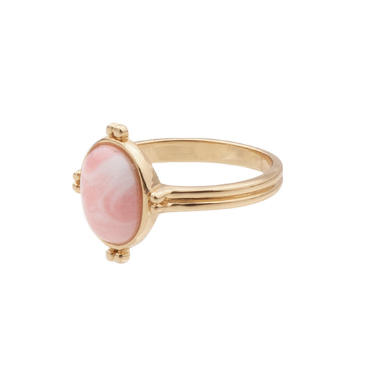 Chérie Goldplated Ring Ovaal Marmer Licht Roze
