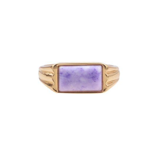 Chérie Goldplated Ring Rechthoek Marmer Lila