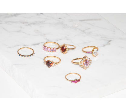 Chérie Goldplated Ring Kruis Roze Transparant