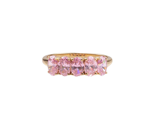 Chérie Goldplated Ring Ovalen Licht Roze