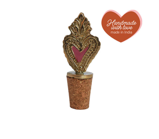 Flessenstopper Messing Heart Fire