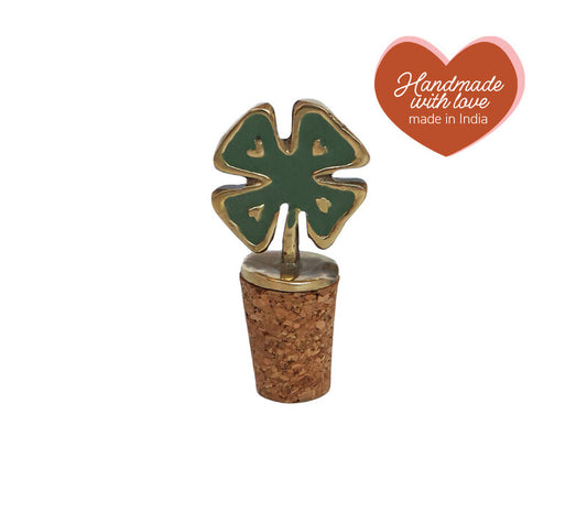 Flessenstopper Messing Lucky Klaver