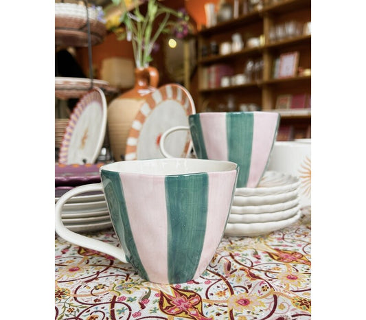 Gestreepte Mok Paars Groen