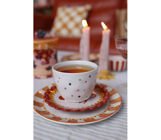 Grote Gebroken Witte Kop Gekleurde Sterren