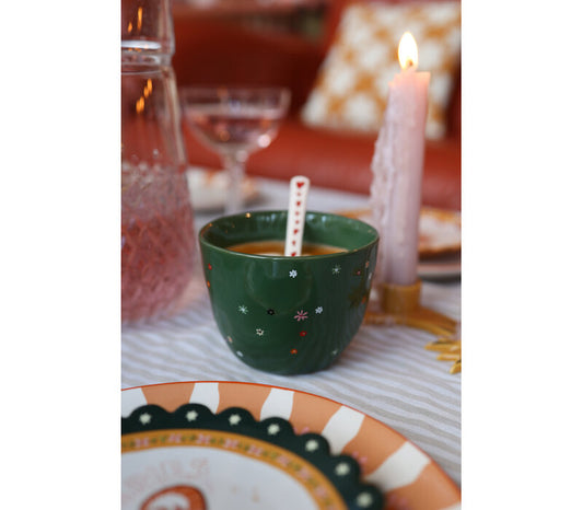 Grote Groene Kop Gekleurde Bloemen