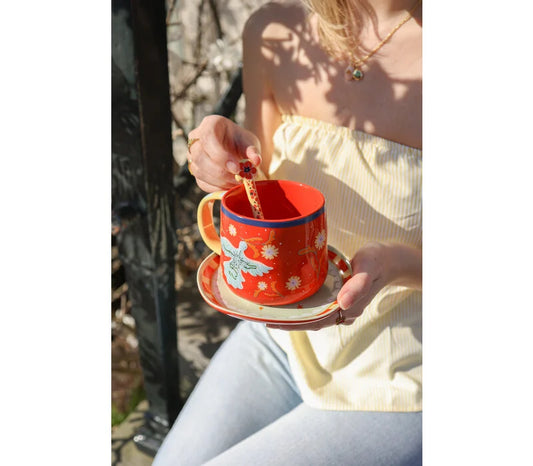 Lepel Geel met Klaprozen