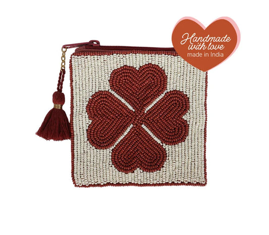 Vierkante portomonee Lucky Klaver Bordeauxrood