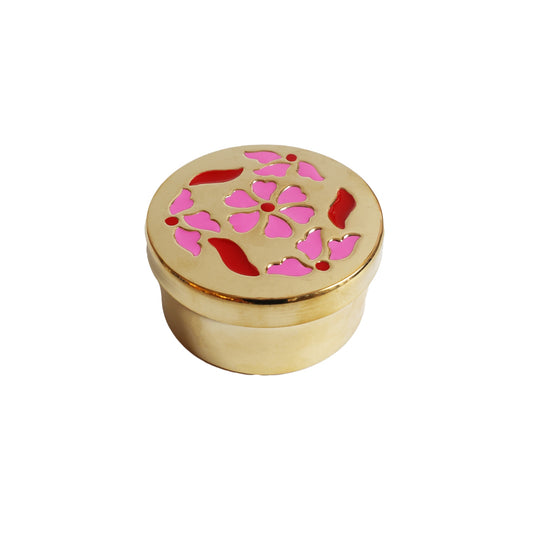 Messing Doosje Bloemen Roze